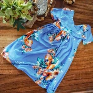 Blue Wildflower Dress (scoop neck back) 3T